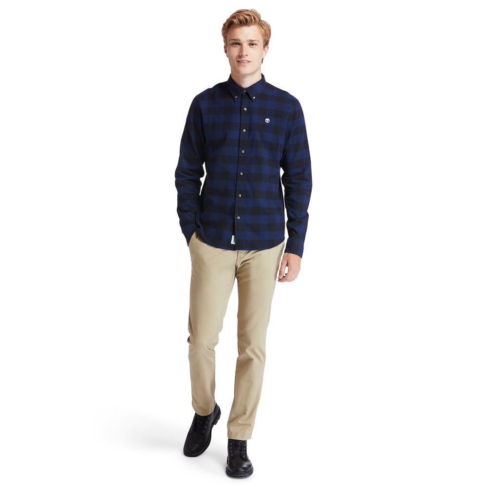 Camasi Timberland Barbati Bleumarin - Mascoma River Slim-Fit Long-Sleeve Check - Romania - GLFEQM732